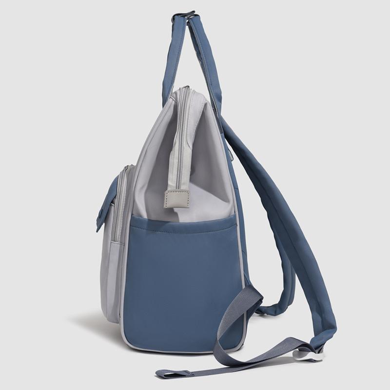 Colorblock Nylon Convertible Backpack with Dual Front Flap Pockets Top Handle Casual Daypack for Women Daily