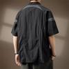 Men Half Zip Contrast Panel Short Sleeve Polo Shirt Oversized Casual Lapel Shirt for Men