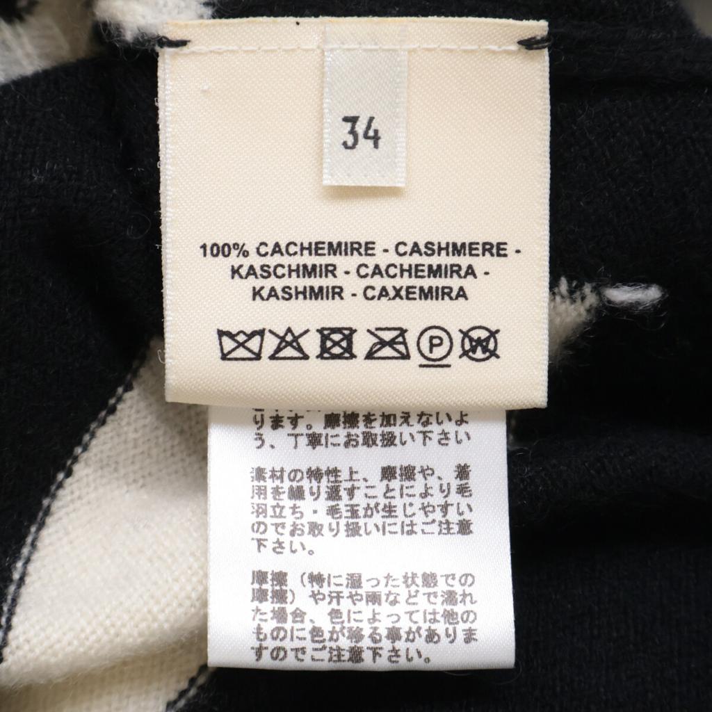 Hermes [Domestic Regular] 2E2613D2 Cliquetis 100% Cashmere Knit Sweater / Tops 34 Black X whiteUsed