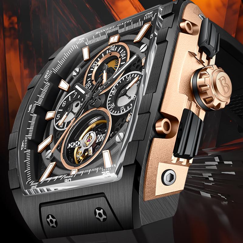 BONEST GATTI German Watch Automatic Mechanical Watch Edition Skeleton Luminous Men's Watch Birthday Gift for Boyfriend