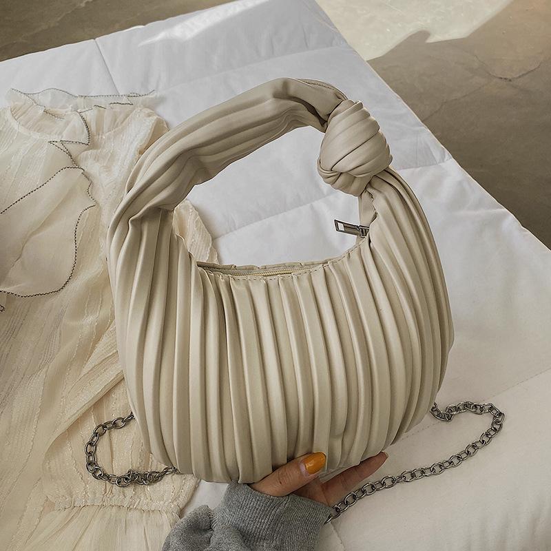 Niche underarm pleated bag women's autumn and winter new retro popular women's bag versatile portable soft knot dumpling bag