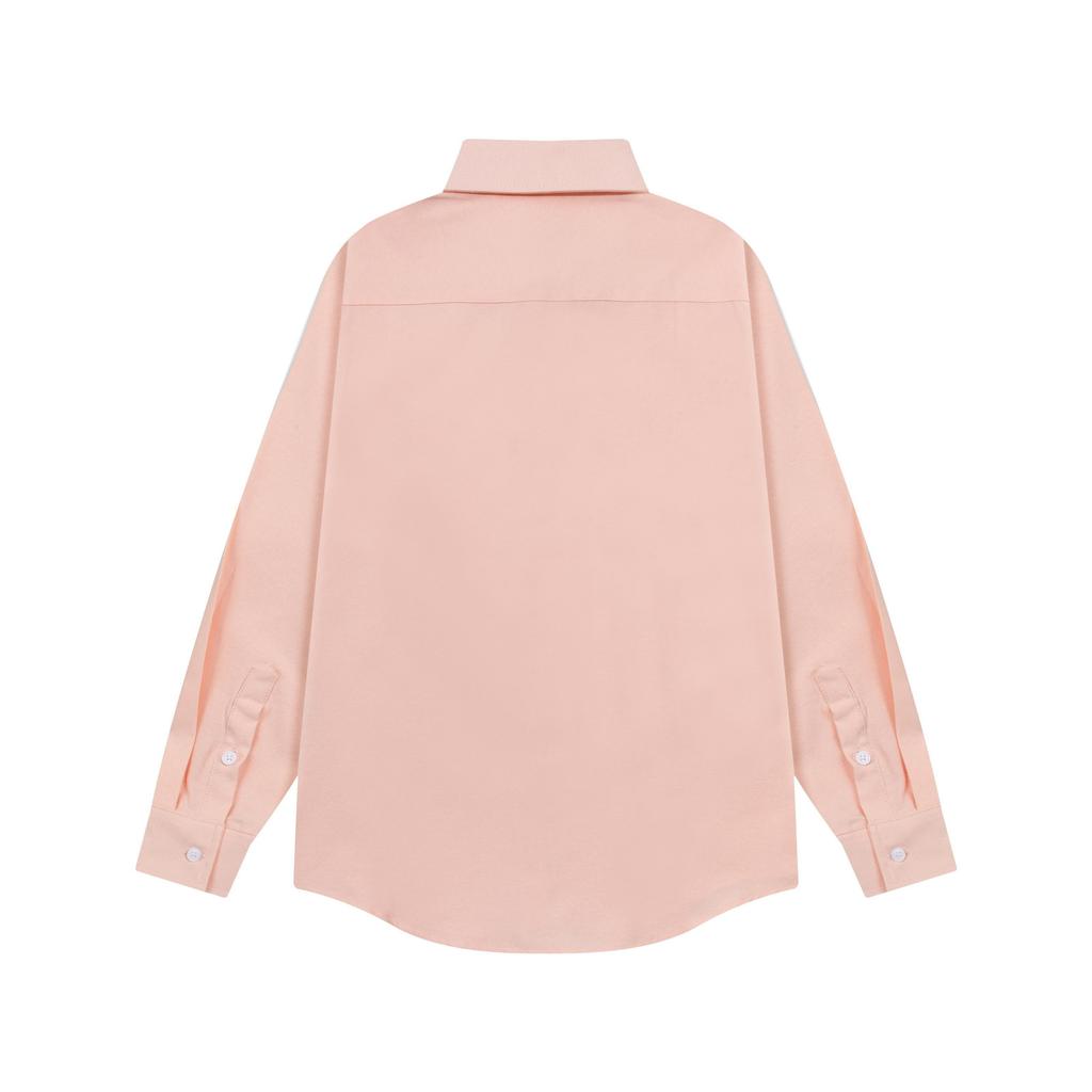 2026 Autumn New Product Chest Pocket Classic Invisible 3D Embroidered Small Love Casual Cotton Solid Color Long Sleeve Shirt