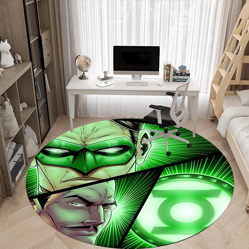 1pc Green Lantern Office Round Area Rug, Under Office Chairs Bedroom Living Room Home Decor, Room Deco, Available in Various Sizes