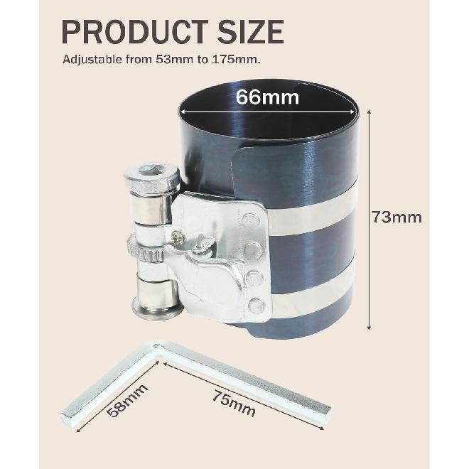 Piston Ring Compressor Tool,Car Accessories Car Engine Piston Ring Taller Removal Kit,Adjustable Sizes From 2-1/8" To 7",Compressor Tool And Piston