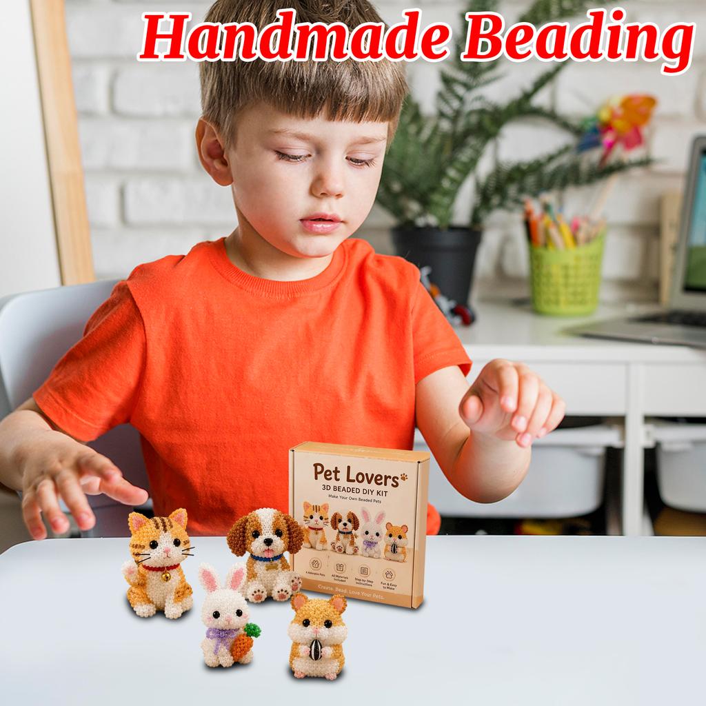 3D Beaded Animal Kit DIY Bead Pet Making Set for Kids and Adults Includes Materials and Instructions for Multiple Designs