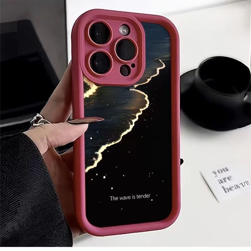 Golden Waves Phone Case for iPhone 13/14/15/16Pro, Fits Apple 17Pro, European & American Style