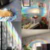 GORGECRAFT 8Pcs Large Rainbow Window Clings 3D Decorative Window Film Cloud Shape Anti-Collision Stickers Door Static Cling for Kitchen Dining Room