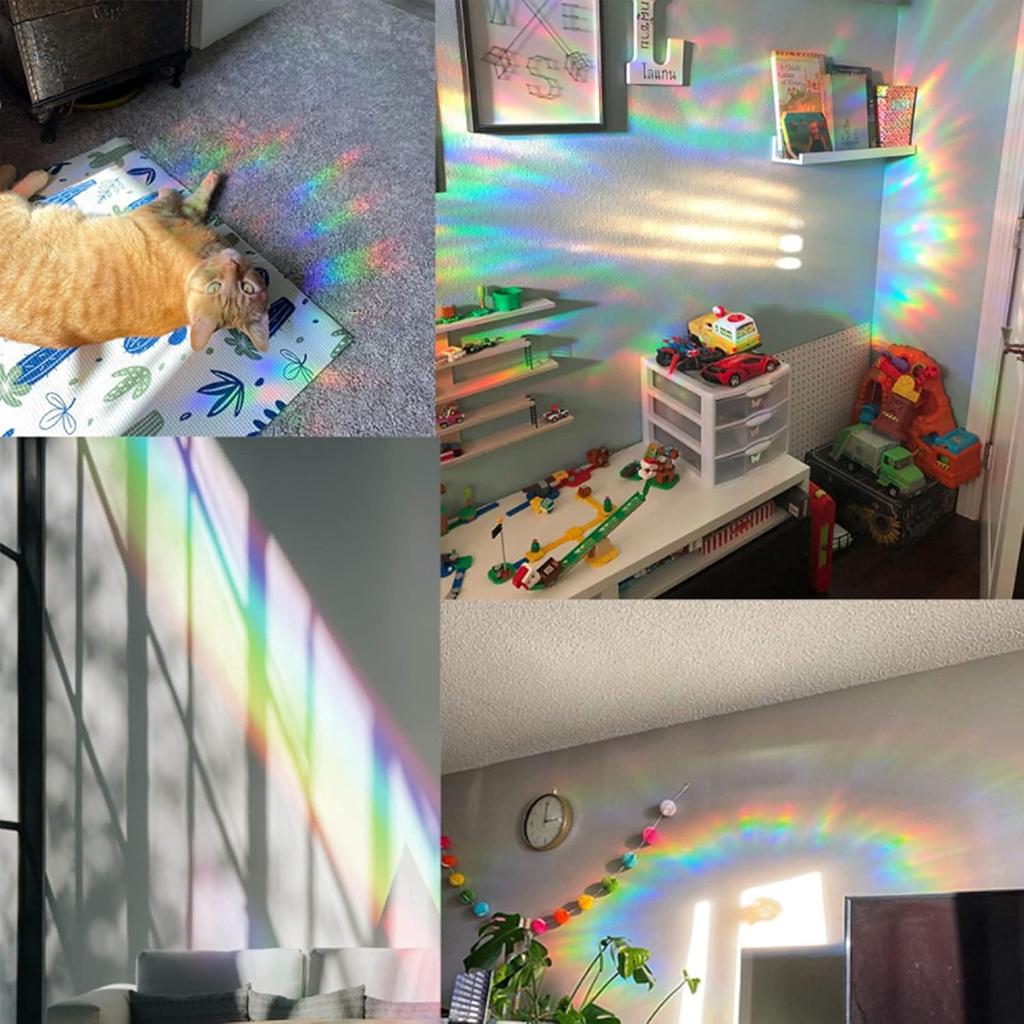 GORGECRAFT 8Pcs Large Rainbow Window Clings 3D Decorative Window Film Cloud Shape Anti-Collision Stickers Door Static Cling for Kitchen Dining Room