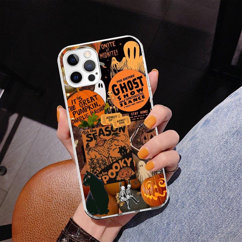 October Fall Halloween Spooky Pumpkin Phone Case For iPhone 17 Air 16 Pro Max 16E 15 + 14 Plus 11 12 13 Mini 7 8 SE Gift Print C