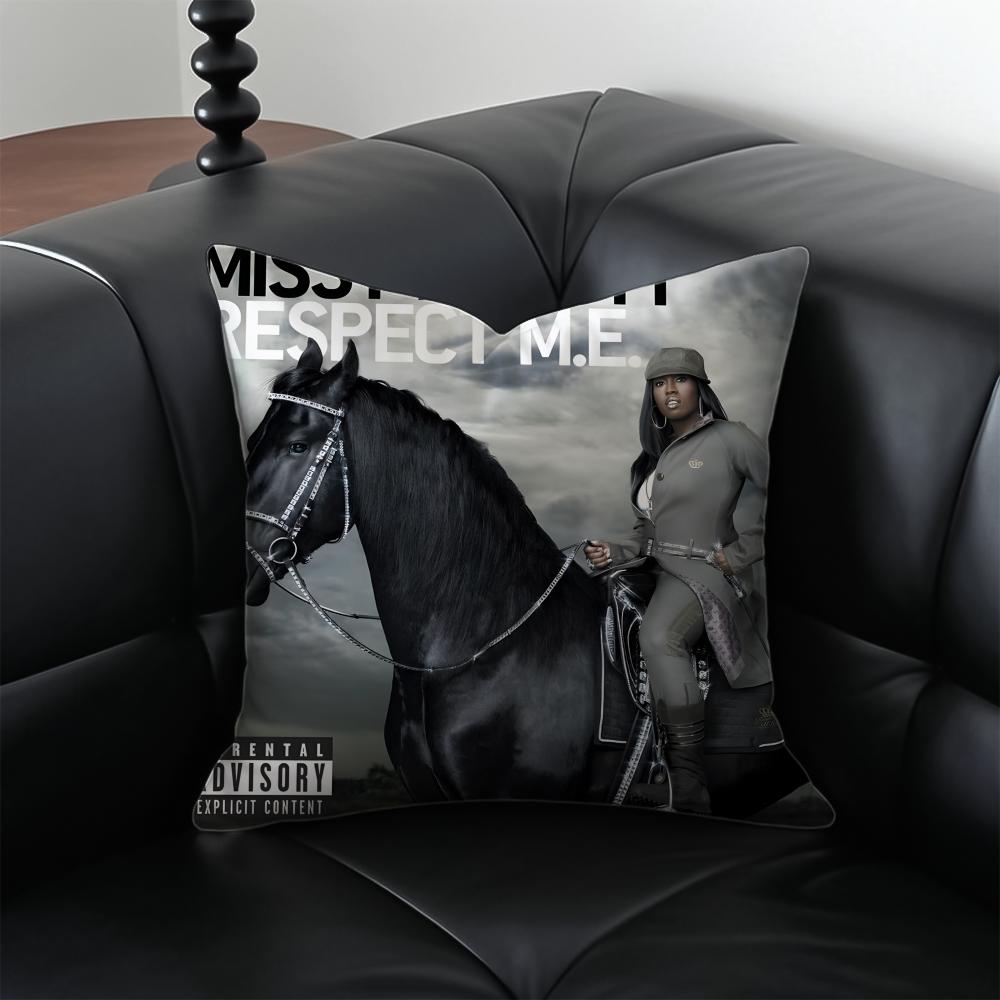 Rapper MMissy ElliottS Album Kissenbezug Kissenhülle Milbenschutz Unsichtbarer Reißverschluss seidiger Plüschkissen