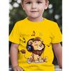Boys Cute Lion Listening To Music Cartoon Print Crewneck Short Sleeve Tee, Fashion Summer Casual Outdoor Top