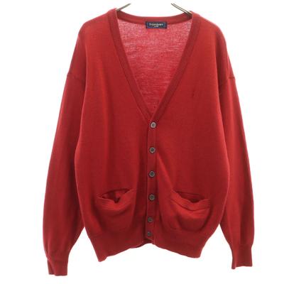 Cardigan de malha com gola V de manga comprida dos anos 90 L Vermelho Feminino Usado