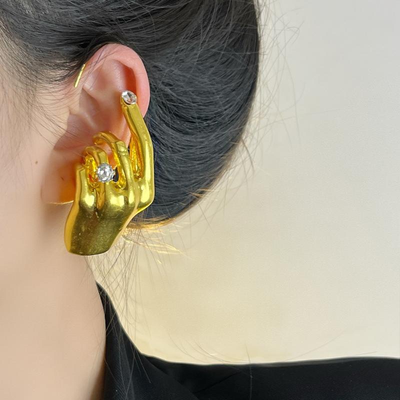 

New 1Pcs Novelty Design Metal Hand Left Earcuff Dangle Earrings For Women Jewelry Fashion Show Statement Earrings Accessories золотой