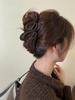 Premium Coffee-Colored Frosted Hairpin - Large All-Match Shark Clip for Elegant Hairstyles