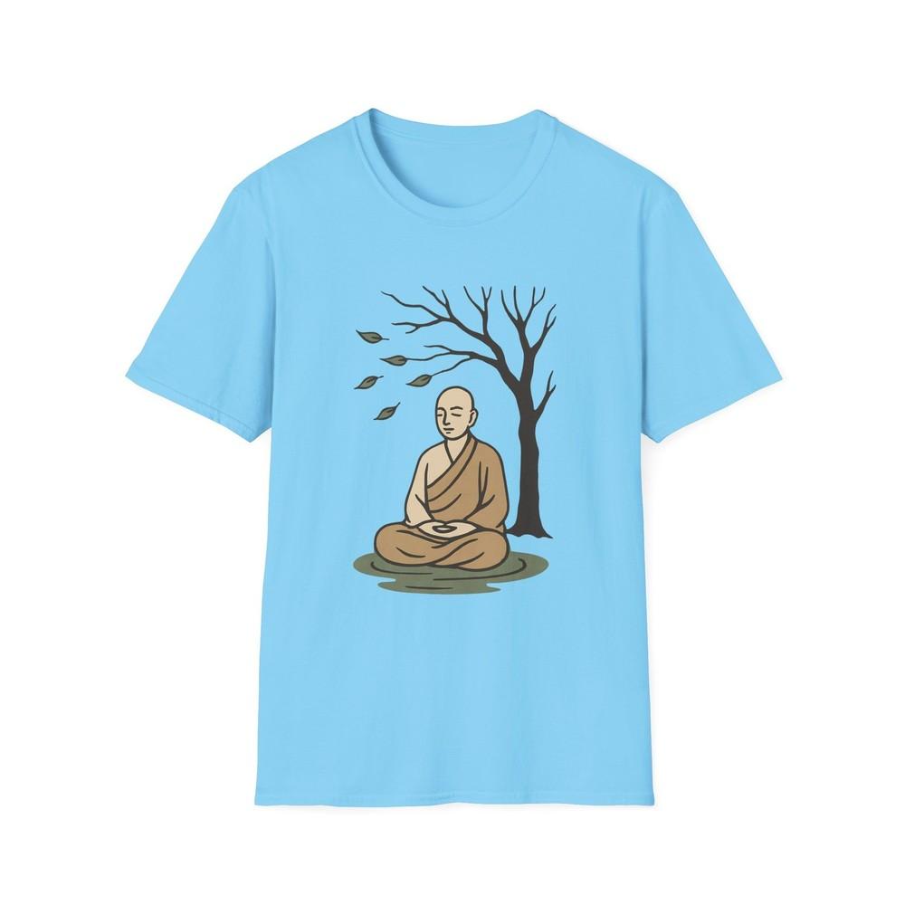 

Unisex Softstyle Zen Meditation T-Shirt | Minimalist Tree and Monk | Calm 4XL