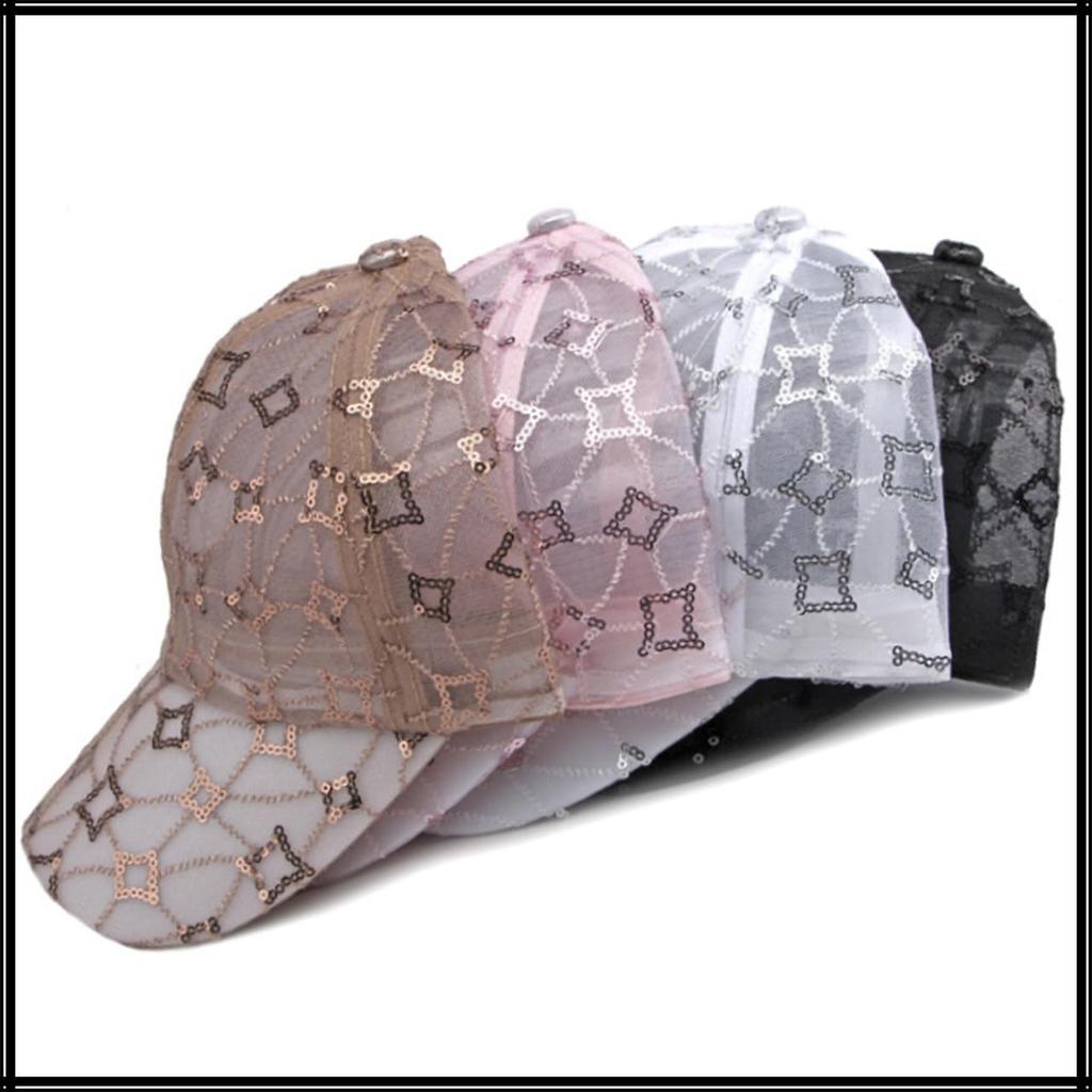 Mesh Cap with Sequin Cute for Men and CZA283 [White Fang] Design, Stylish, Hat, Women, (White)