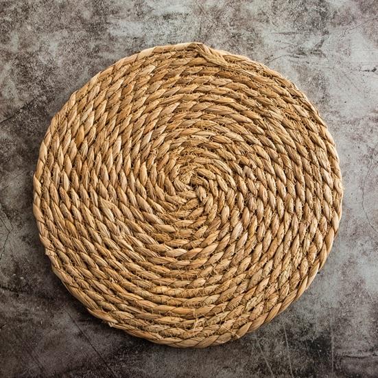 Natural Woven Placemat Handmade Straw Japanese Pot Mats Heat Resistant Non-Slip Coasters for Dining Table Reusable Table Mats for Home Kitchen