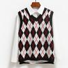 Women's Casual V-Neck Pullover Shirt Collision Color Sleeveless Sweater Vest
