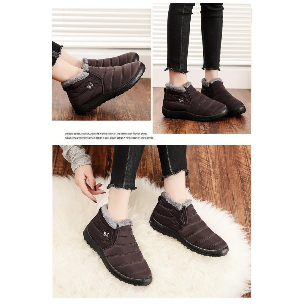 Large Size Cotton Shoes for Women In Winter with Added Fleece and Thickened Snow Boots for Women, Unisex Low Cut Warm Cotton Boots