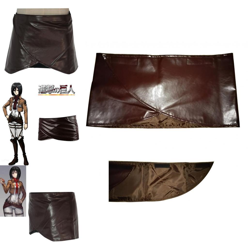 Attack On Titan Cosplay Faux Leather Miniskirt Ackerman Costume Unisex