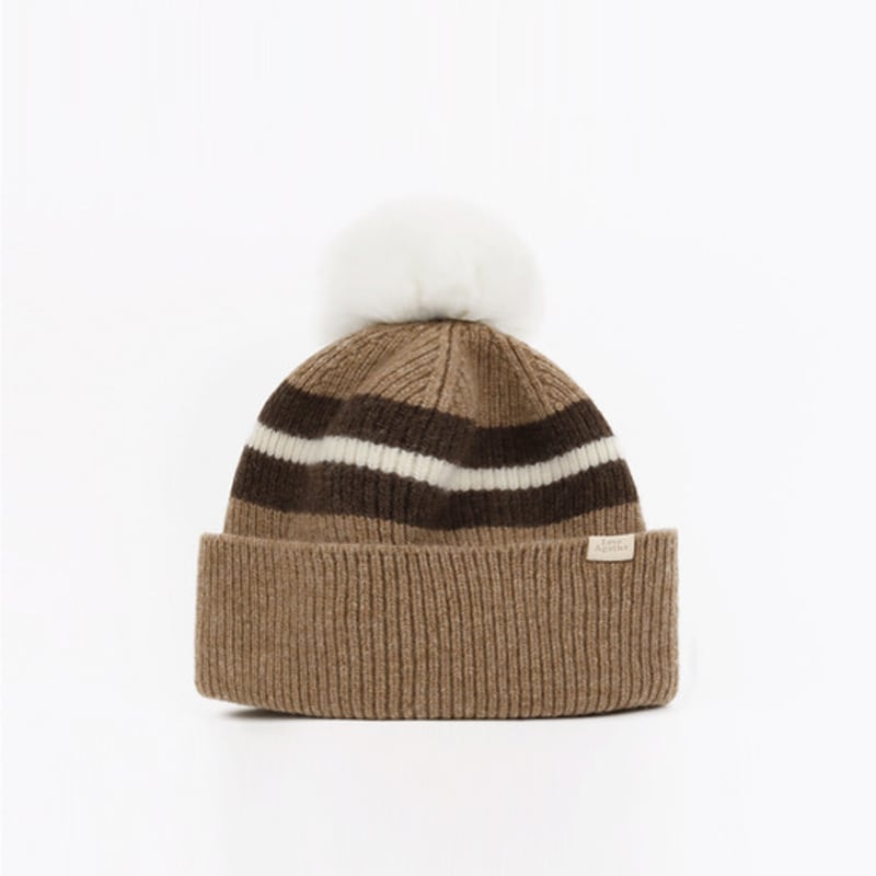 

CAPTEN Полосатая шапка-бини из шерсти с цветными блоками [AG26UKB011] BEIGE