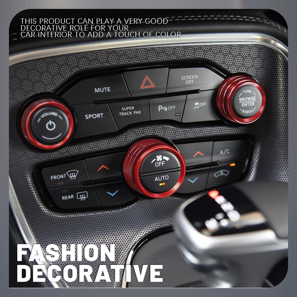 3PCS Air Conditioner Switch Button Knob Cover, Aluminum Alloy Knob Ring Trim Cover, Climate Control Knob Covers, Auto Accessories Compatible With