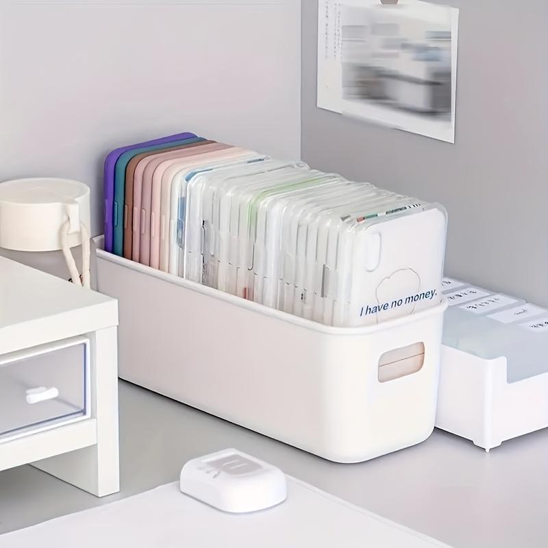 Lot de 10 bacs de rangement en plastique blanc avec séparateurs, boîtes de rangement multi-usages à tiroir ouvert pour étuis de téléphone, essentiels de chevet