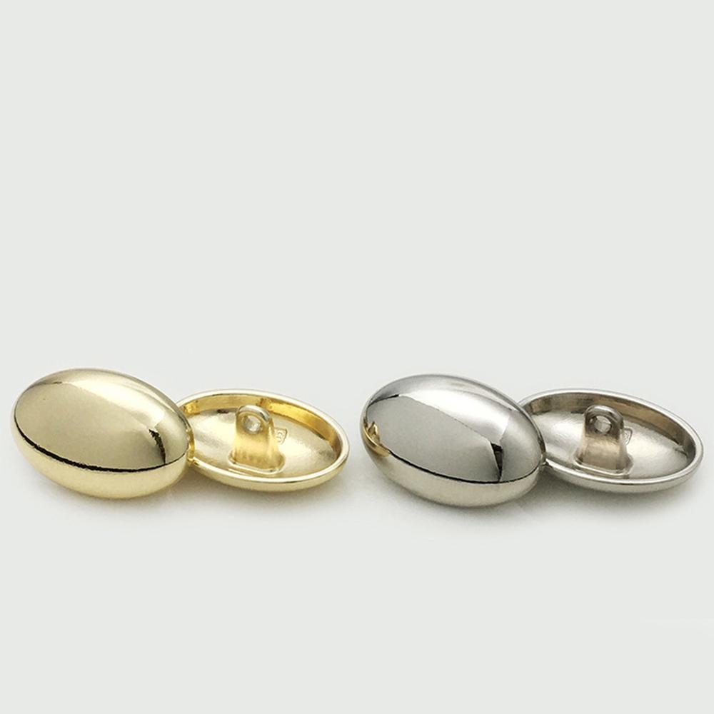 10Pcs Matte & Glossy Oval Metal Buttons For Clothing/Bags/Shoes, 17.5/22.5Mm Minimalist Fashion Buttons Gold Silver Mist Gold