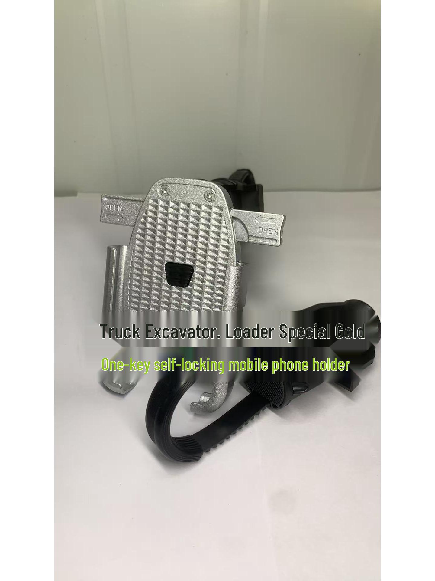 

Black Metal One-Button Self-Locking Mobile Holder for Trucks, Forklifts, and Excavators