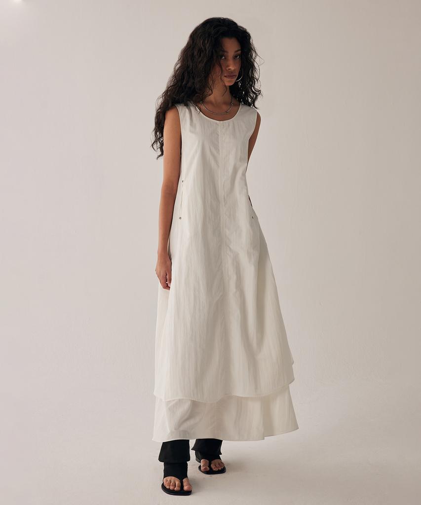 Teulimingbeodeu Layered Sleeveless Long One-Piece [ White ]