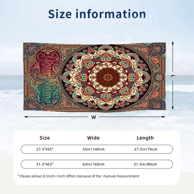 Mandala Art Cover Theme Quick Dry Beach Towel Custom Name Text Print Large Sand Resistant Towel Beach Vacation