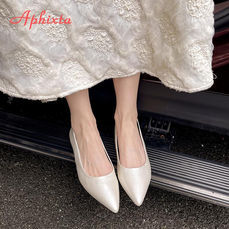 Fashion Aphixta Pointed Toe Shallow Woman Shoes 3CM Height Increasing Concise Shoes For Woman Elegant Pumps Autumn Ladies Shoes