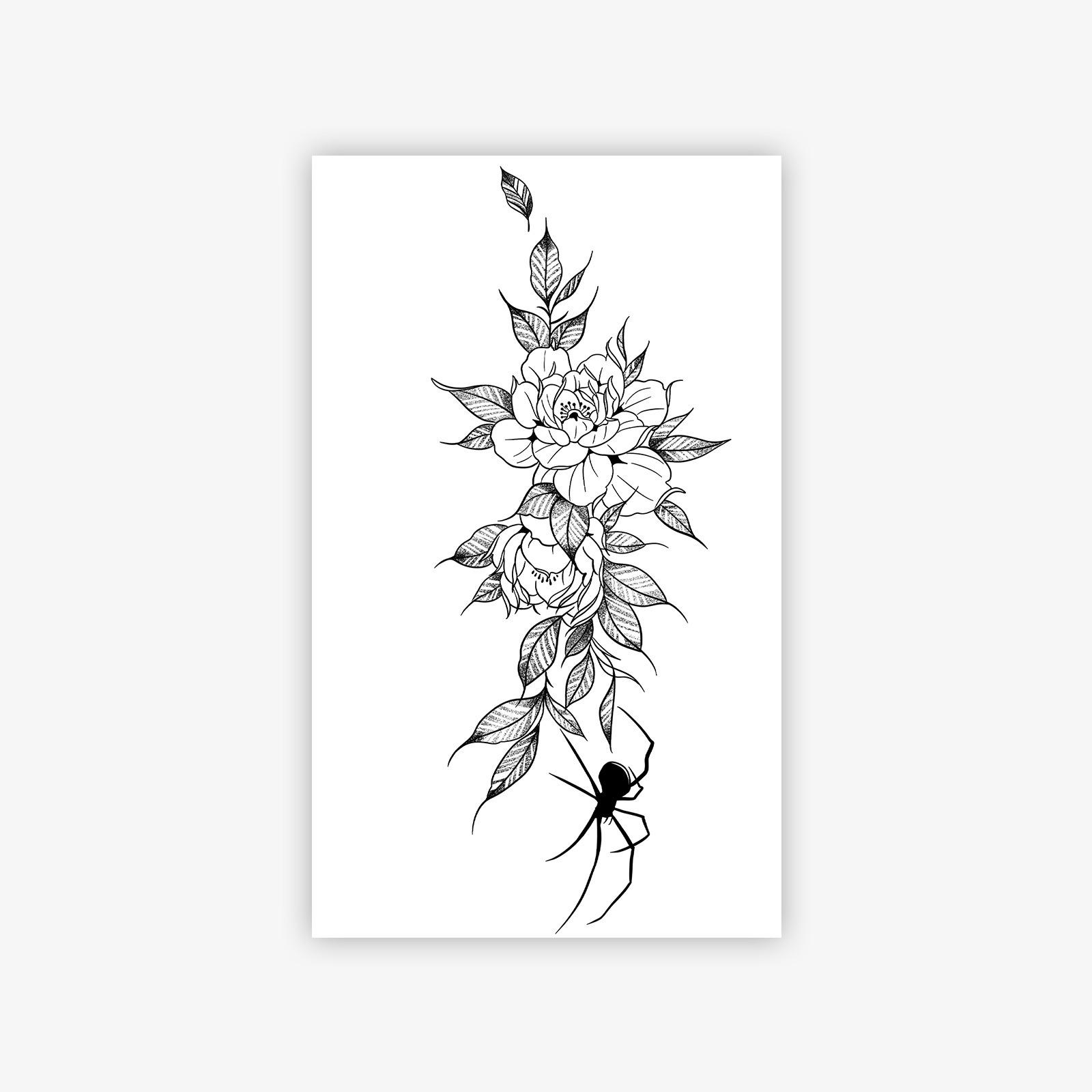 Tattoo Sticker Spider Flower Waterproof Long-Lasting Non-Reflective Advanced Sense Domineering Personality Spice Girl Tattoo Sticker 9*15