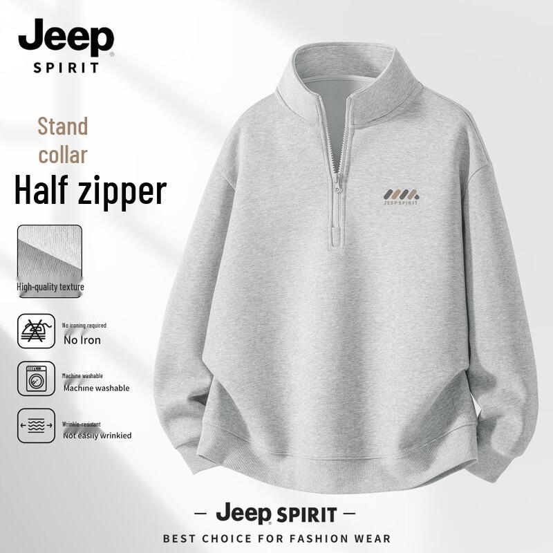 

JEEP SPIRIT Men s 2026 Spring Loose Half-Zip Sweatshirt 3XL