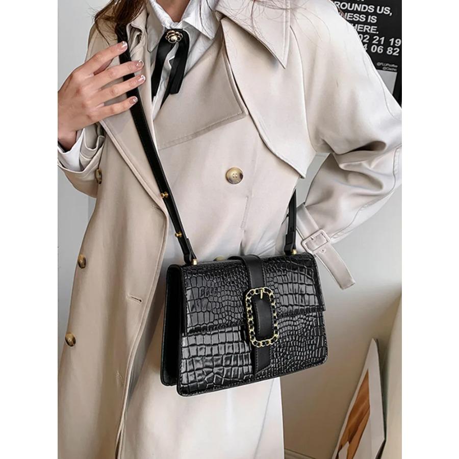 Spring Trendy Small Flap Shoulder Bags for Women High-Quality Crocodile Print Lady Underarm Bag Fashion Trapeze Design Handbags