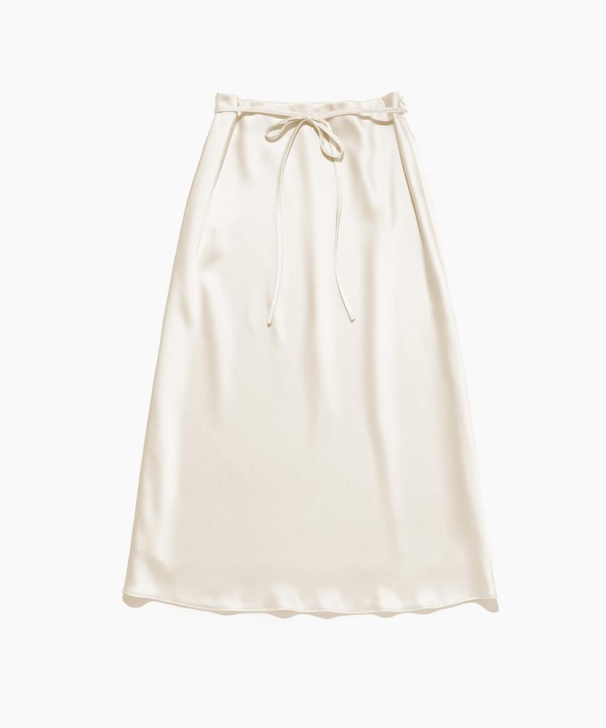 TTUDEMENT Satin Long Skirt Cream