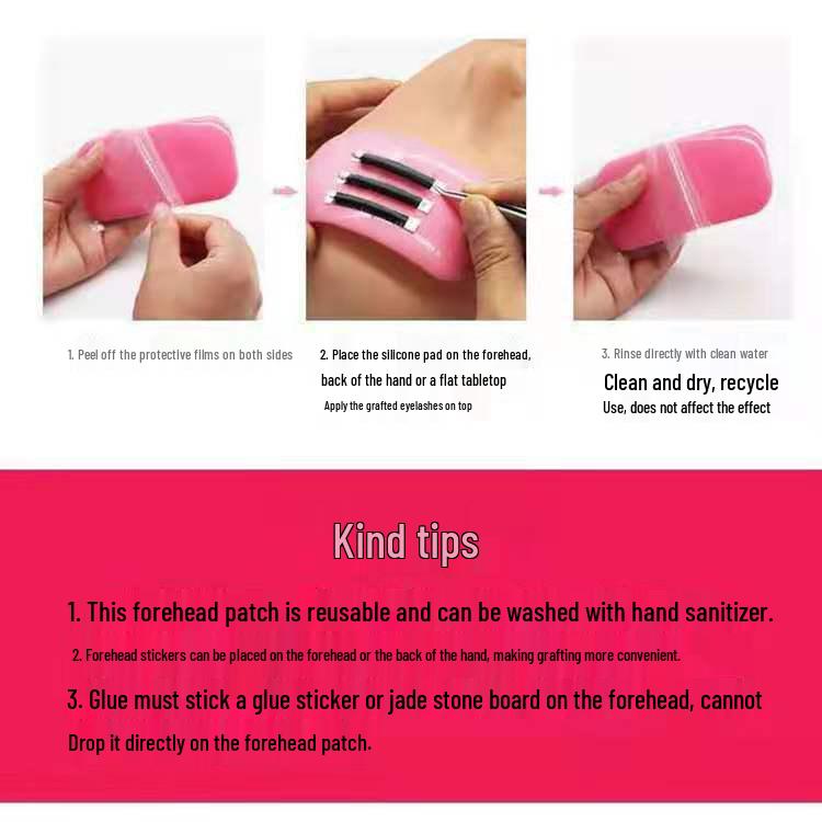 Static Cling Silicone Eyelash Pad for Extensions - Transparent Pink Forehead Sticker