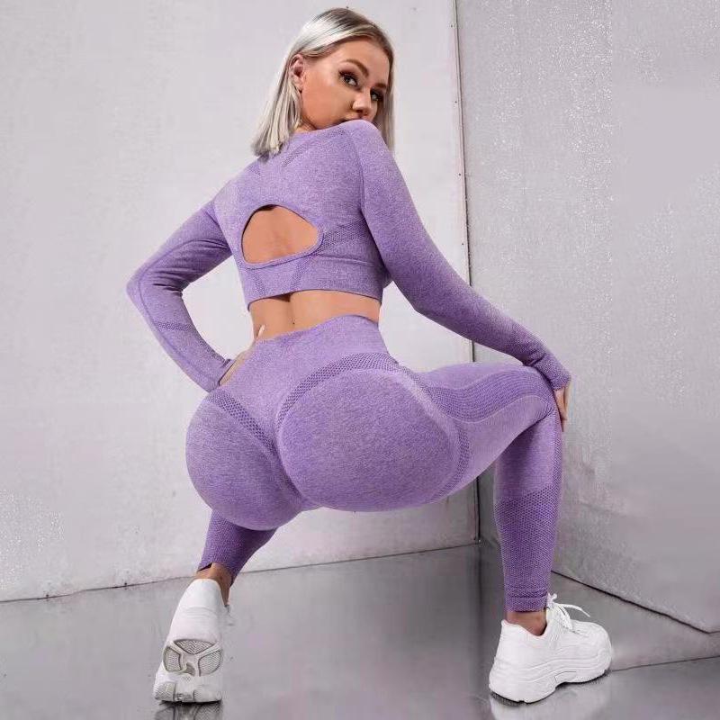 Europäisches & Amerikanisches Nahtloses High-Waisted Yoga Set - Zweiteiliges Damen-Fitness-Outfit