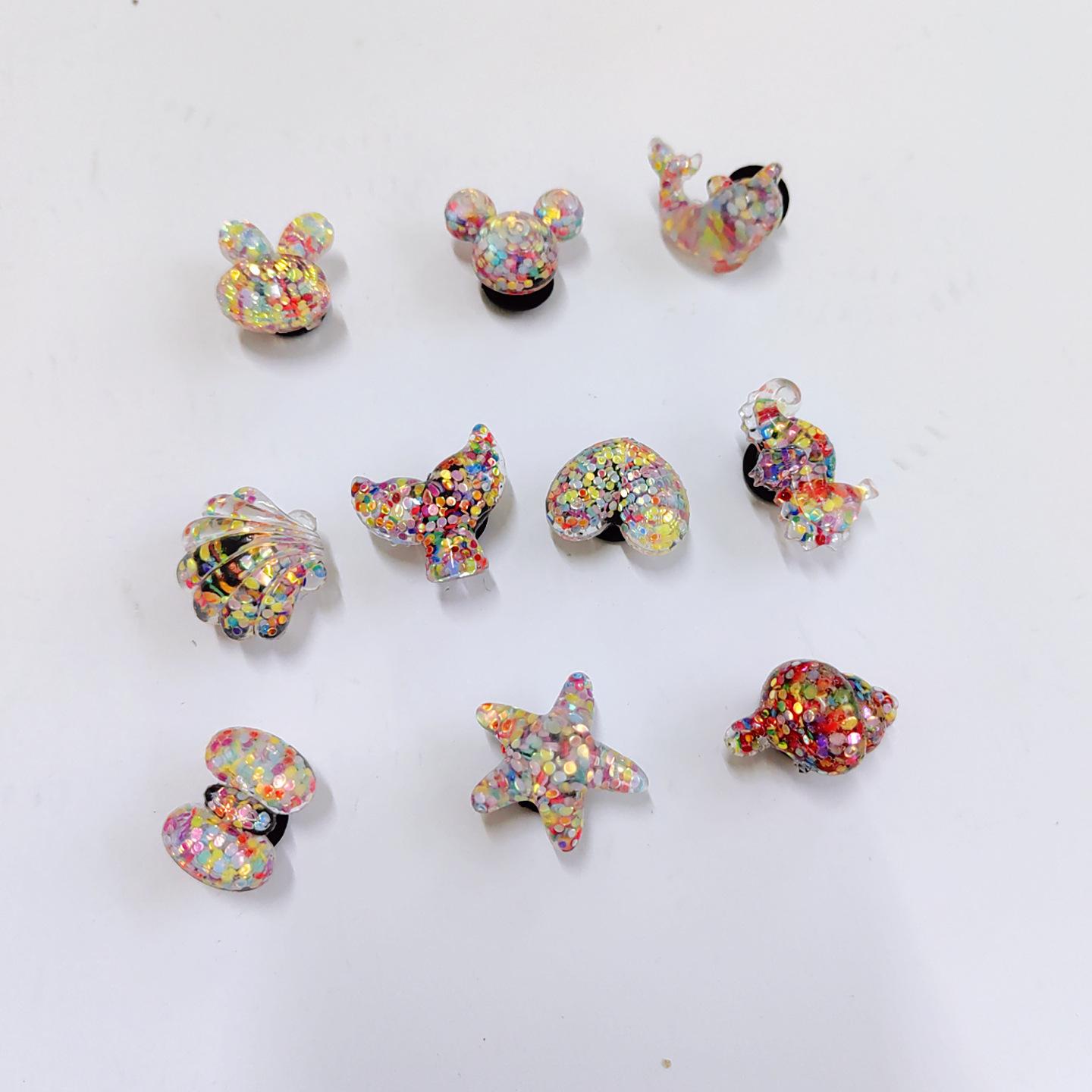 

Новые аксессуары для обуви с отверстиями DIY цветные пайетки кристалл морская серия съемная цветная цепочка пряжка для обуви