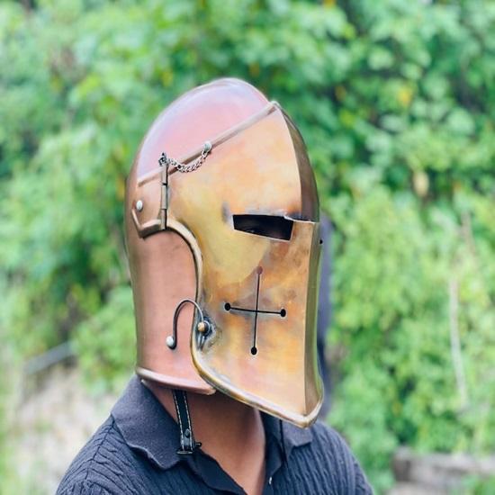Barbuta Helmet   Medieval Knight Armor 18g Mild Steel Helmet  LARP Cosplay Halloween Costume Barbuta Visored Warrior Helmet