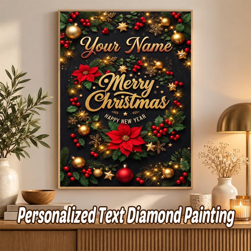 Christmas Custom Name Text 5D Diamond Painting Kit DIY Full Drill Diamond Art Decoration