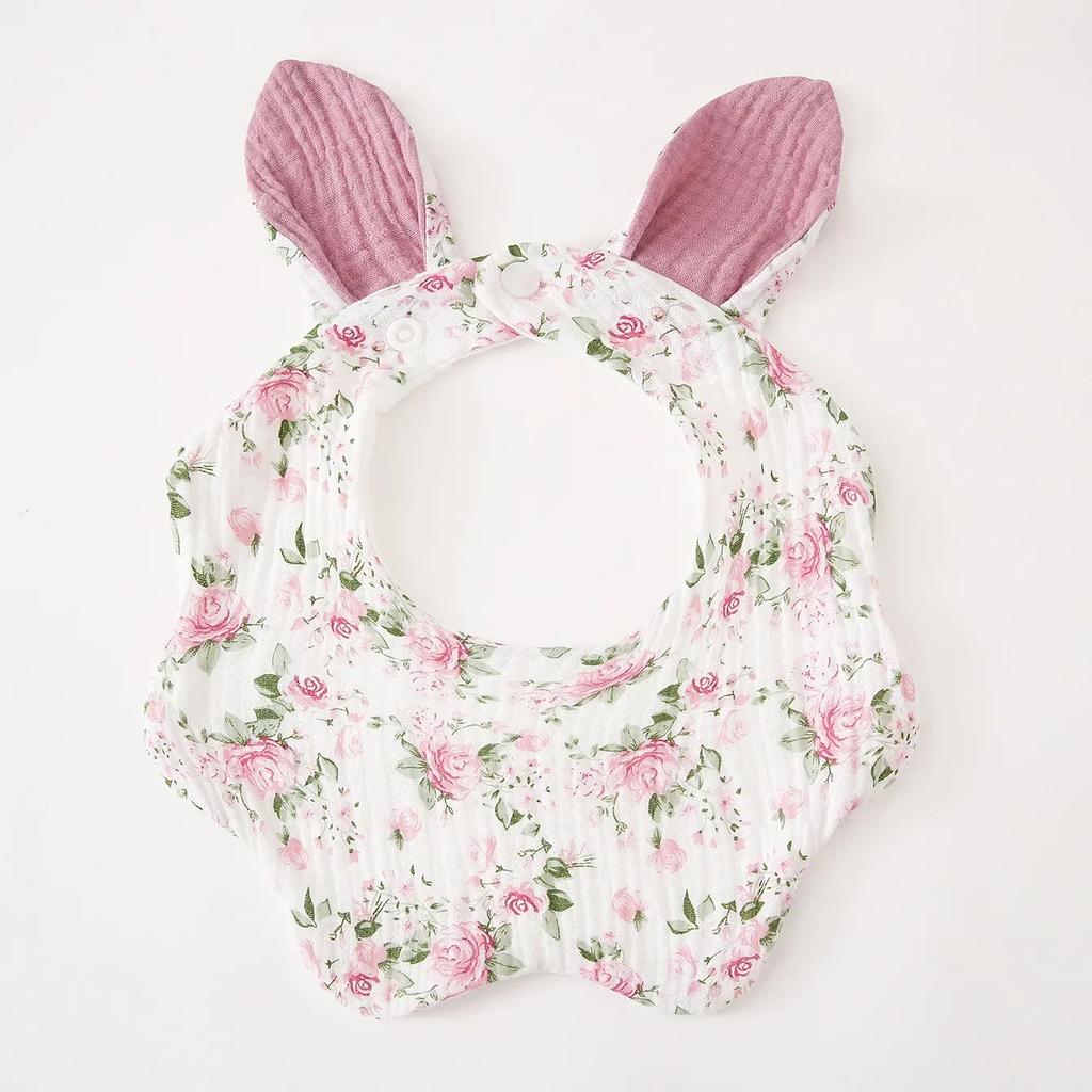 Baby Cotton Bib Cartoon Rabbit Ears Feeding Towel Water Absorbent Saliva Towel Newborns Burp Cloth for Boy Girls Accessories