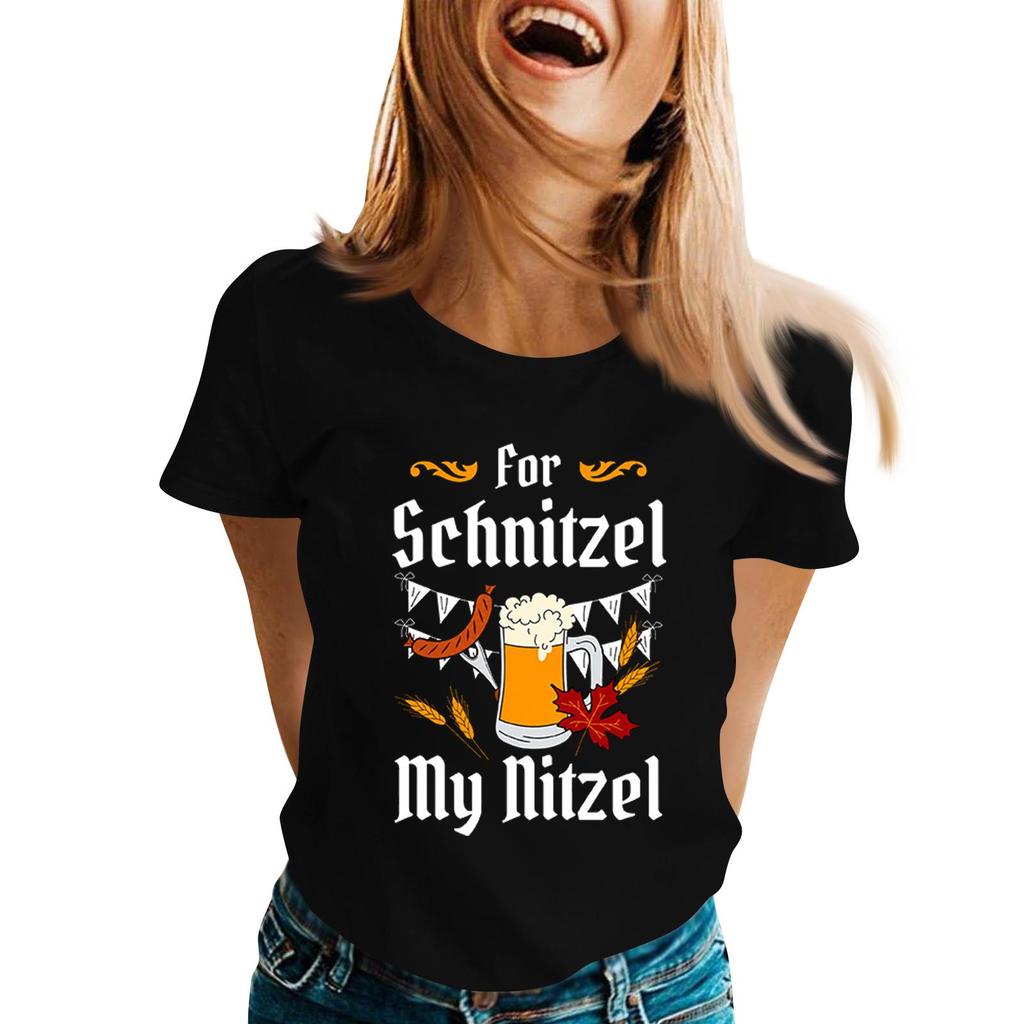 Oktoberfest Letter Print T-Shirt for Men Women, Casual Short Sleeve Tee