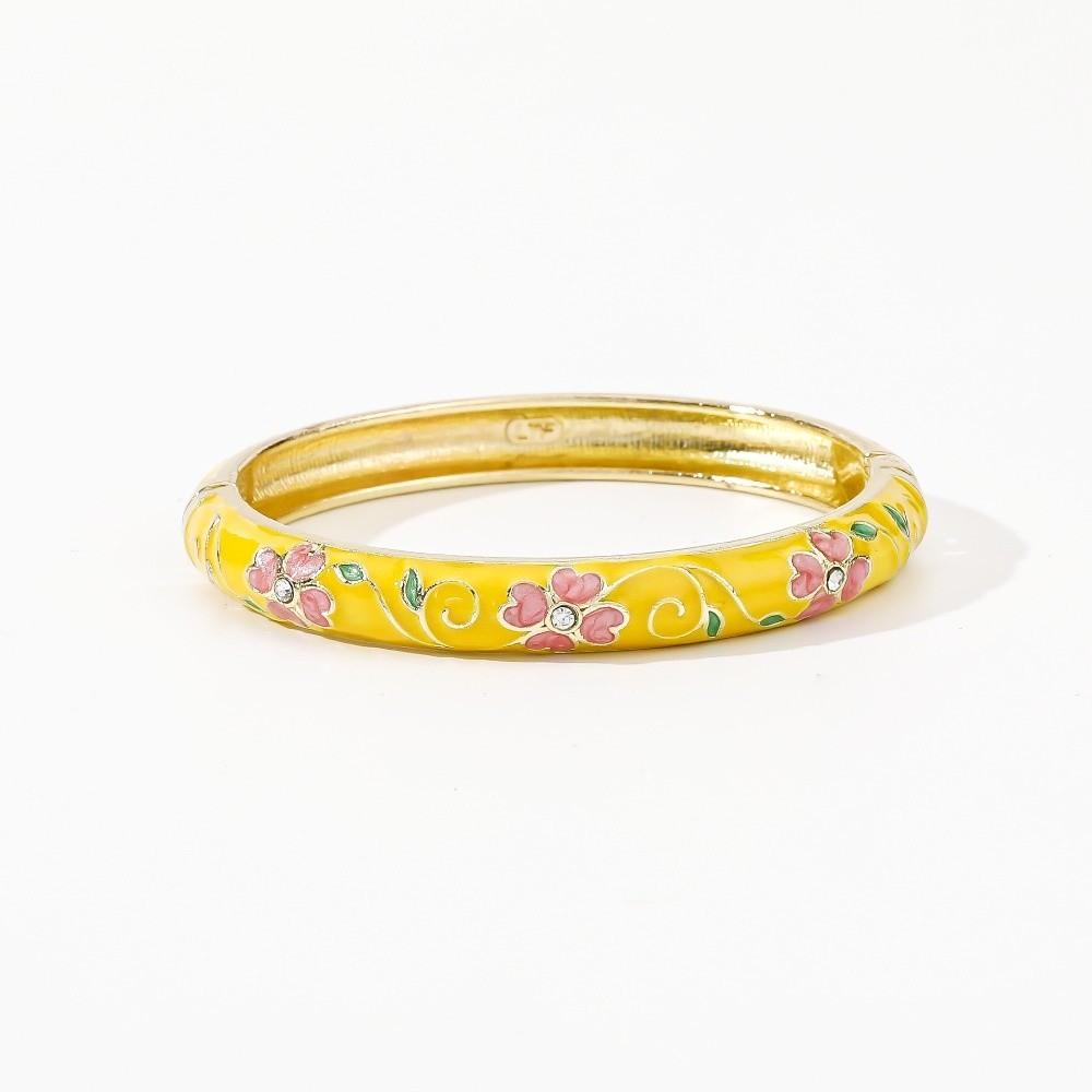 Enamel Vintage Cloisonne Bangle Traditional Chinese Chinese Flower Bangle Classic Cherry Blossom Women's Hand Bracelet