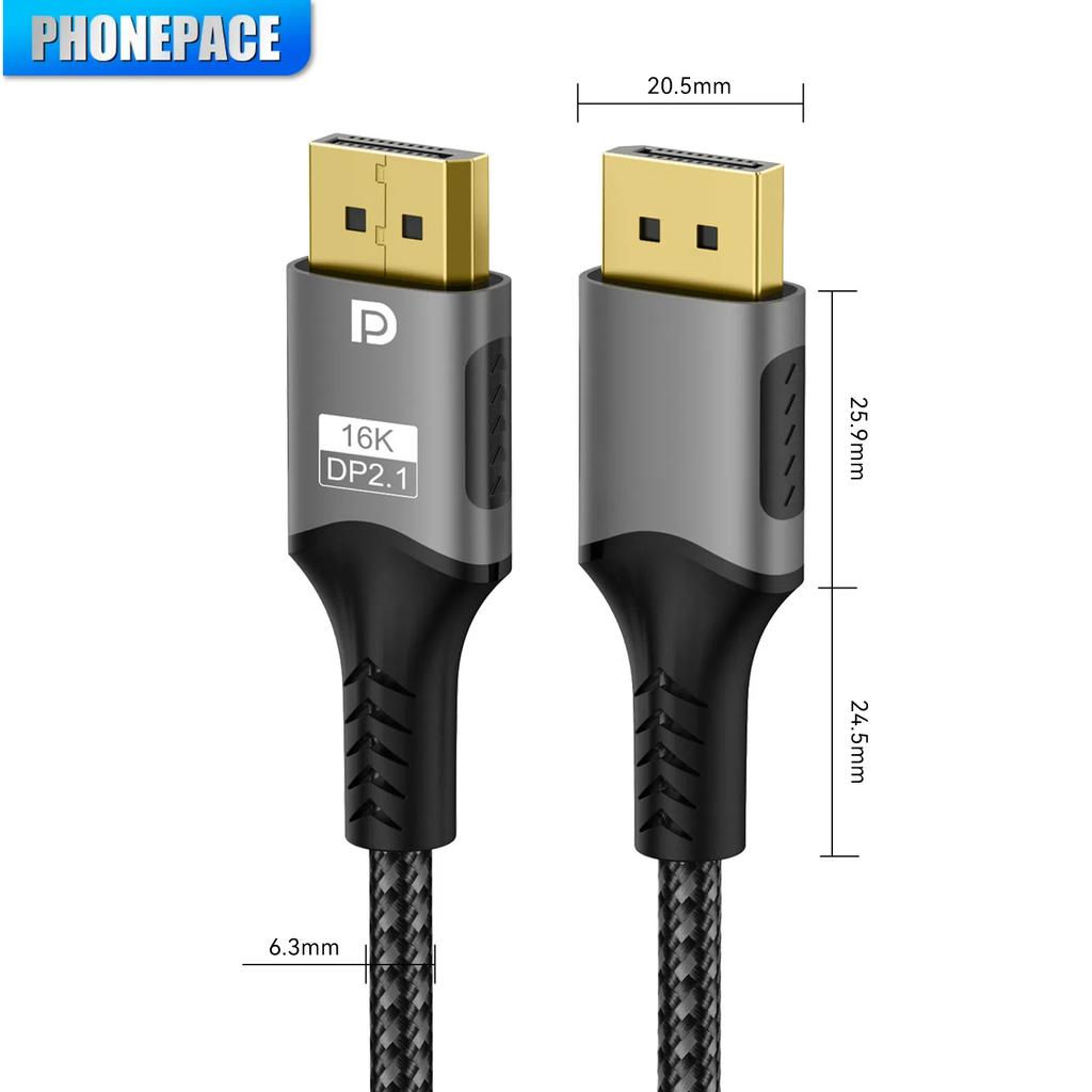 HDMI Cable 16K DP 2.1 8K@120Hz 4K@240Hz 80Gbps  HDR Video Audio  Display Port for Laptop TV Xbox Projector Gaming Monitor