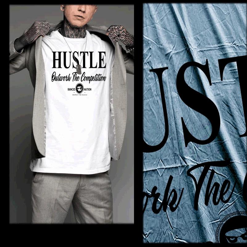 Gangster t-shirt hustle outwork urban hip hop hustle mafia mob thug white tee 2XL