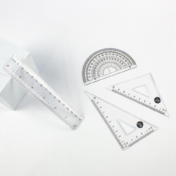 4 Pcs Plastic Ruler Set Math Geometry Set Triangle Ruler Drawing Tool Drafting Supplies for Artists and Students