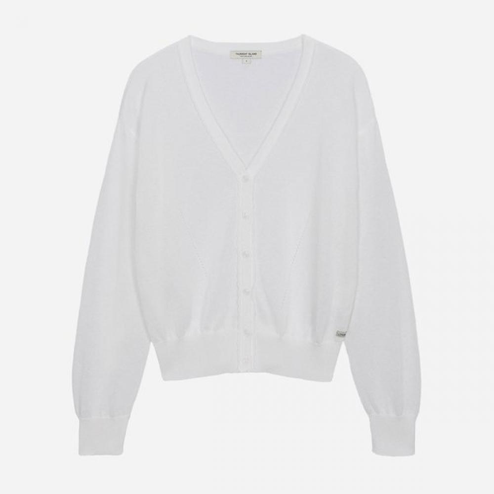 Thursday Island Women V Neck Drop Shoulder Cardigan T264mcd235w white (WH)/S