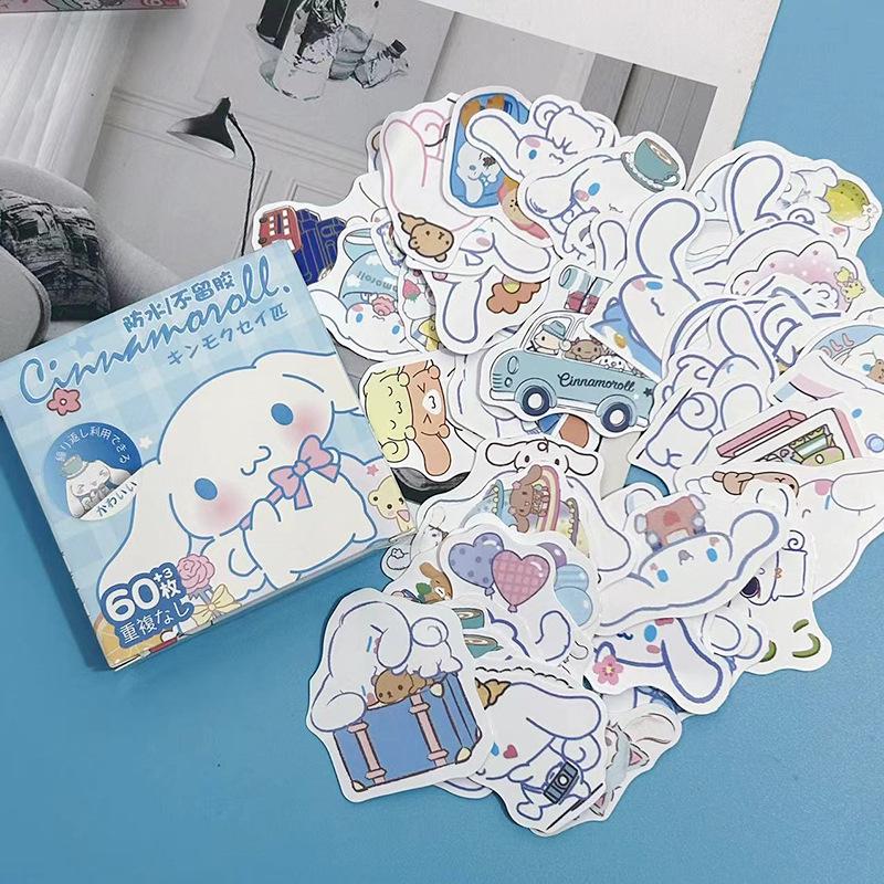 60Pcs Kuromi Cinnamoroll Pochacco Stickers For Kids Girls Diy Laptop Phone Diary Cute Animation Sticker For Kids