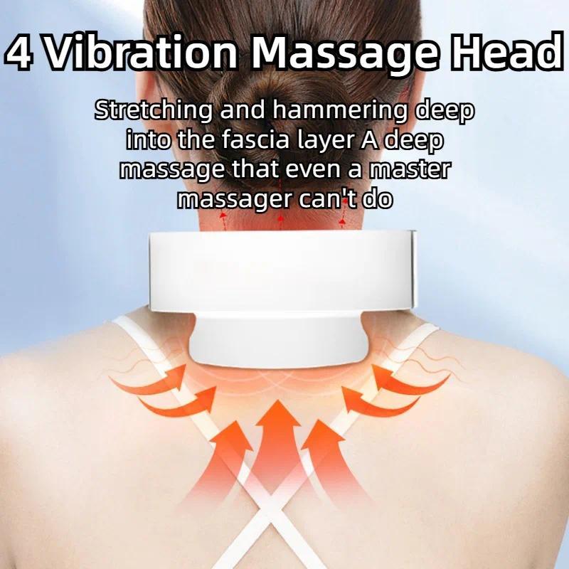 Intelligenter Nackenmassagegerät 4-Kopf-Kneten TENS-Impuls mit Wärmetherapie, USB-wiederaufladbar Smart Cervical Relax für Schulter & Nacken, Unisex 6 Modi